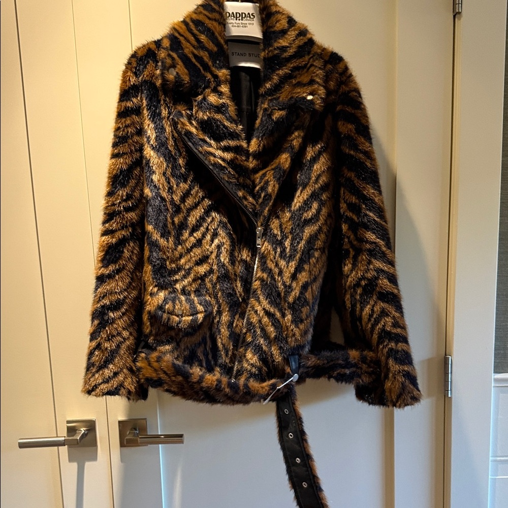 Stand Studio Faux Fur Tiger Print Jacket